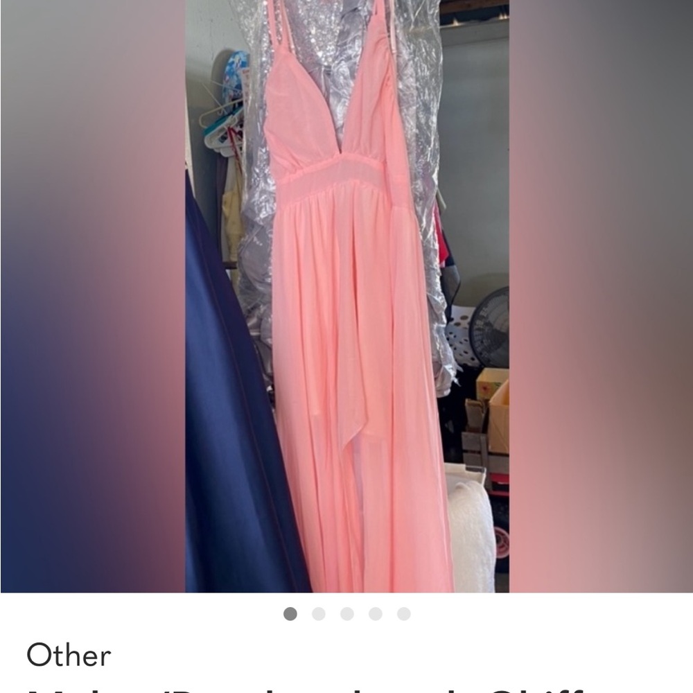 Elegant Salmon/Pink Chiffon Gown
